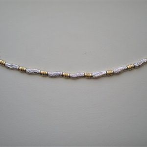 Designer FVR Solid 14K Two Tone Yellow White Gold Diamond Cut Stampato BRACELET